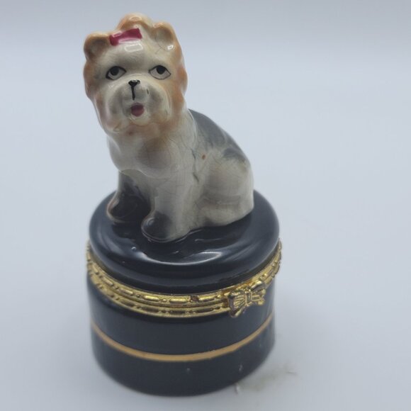 Vintage Adorable Yorkshire Terrier Dog Ceramic Trinket (NO Box) - Picture 7 of 8